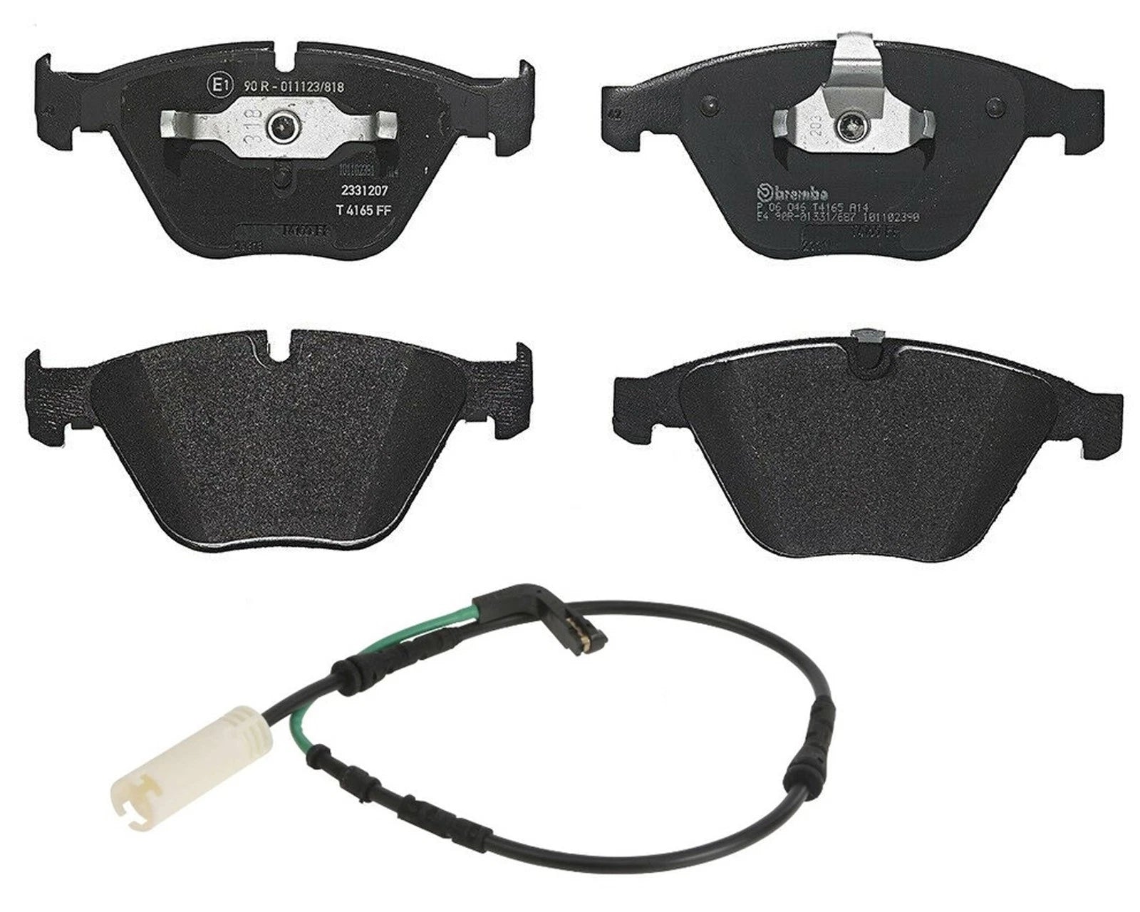 Set of 4 Brembo Front Low-Met Brake Pads with Sensor for BMW E82 E90 E92 E93 M3 (2008–2013)