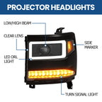 Projector HID/Xenon Headlight Pair with LED DRL for Chevy Silverado 1500 (2016–2019)