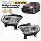 LED Headlight Set for Dodge Durango (2021–2025) w/ Halogen Turn Signal