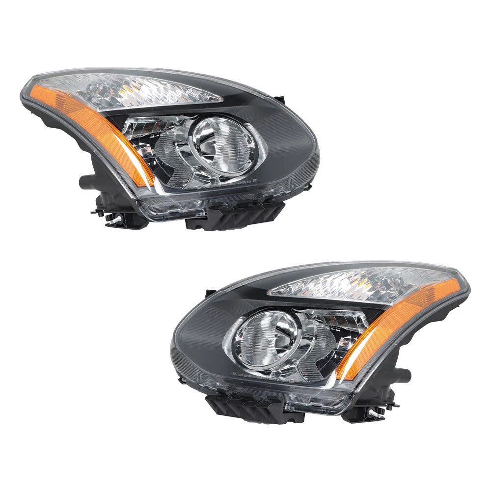 Set of 2 Halogen Black Headlights for Nissan Rogue (2008-2013)