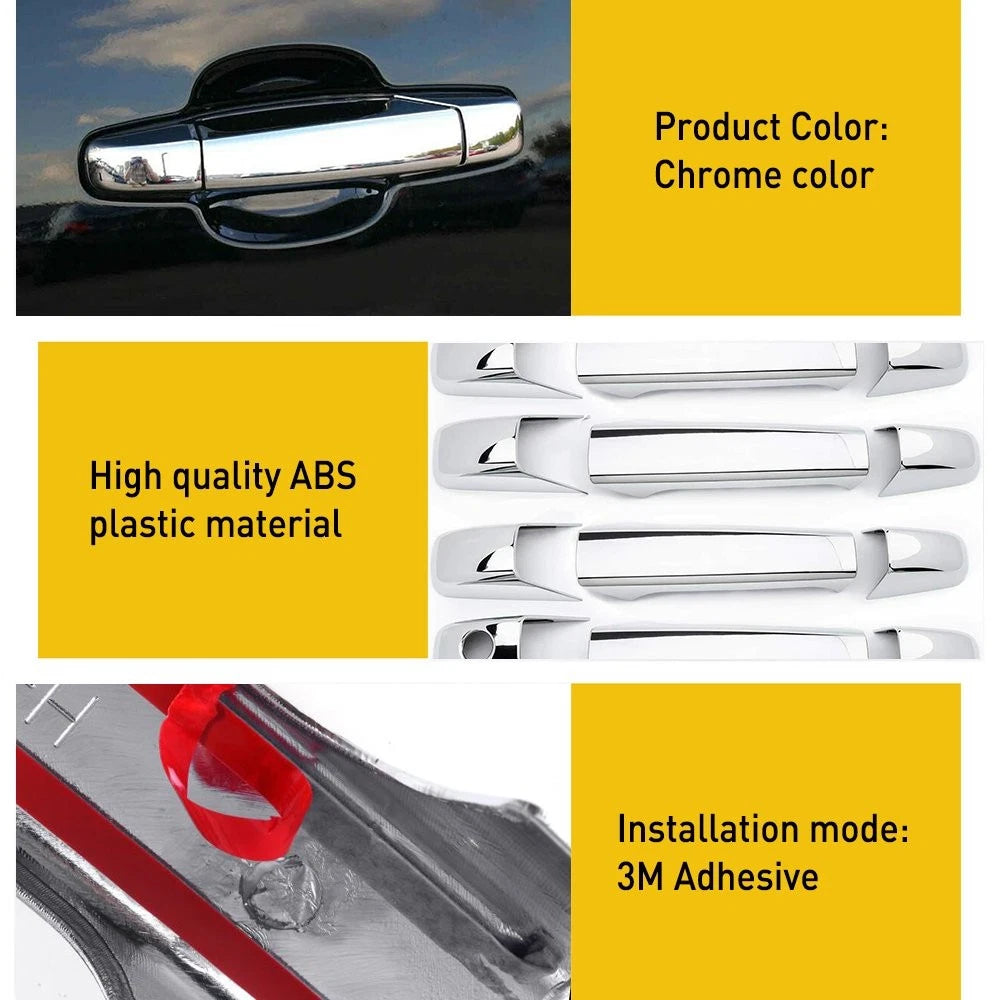 Set of 4 Chrome Door Handle Covers for Chevy GMC Silverado Sierra (2007–2013)