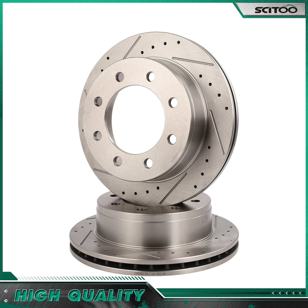 Rear Drilled Slotted Brake Rotors for Chevrolet Silverado 2500, GMC Yukon XL 2500