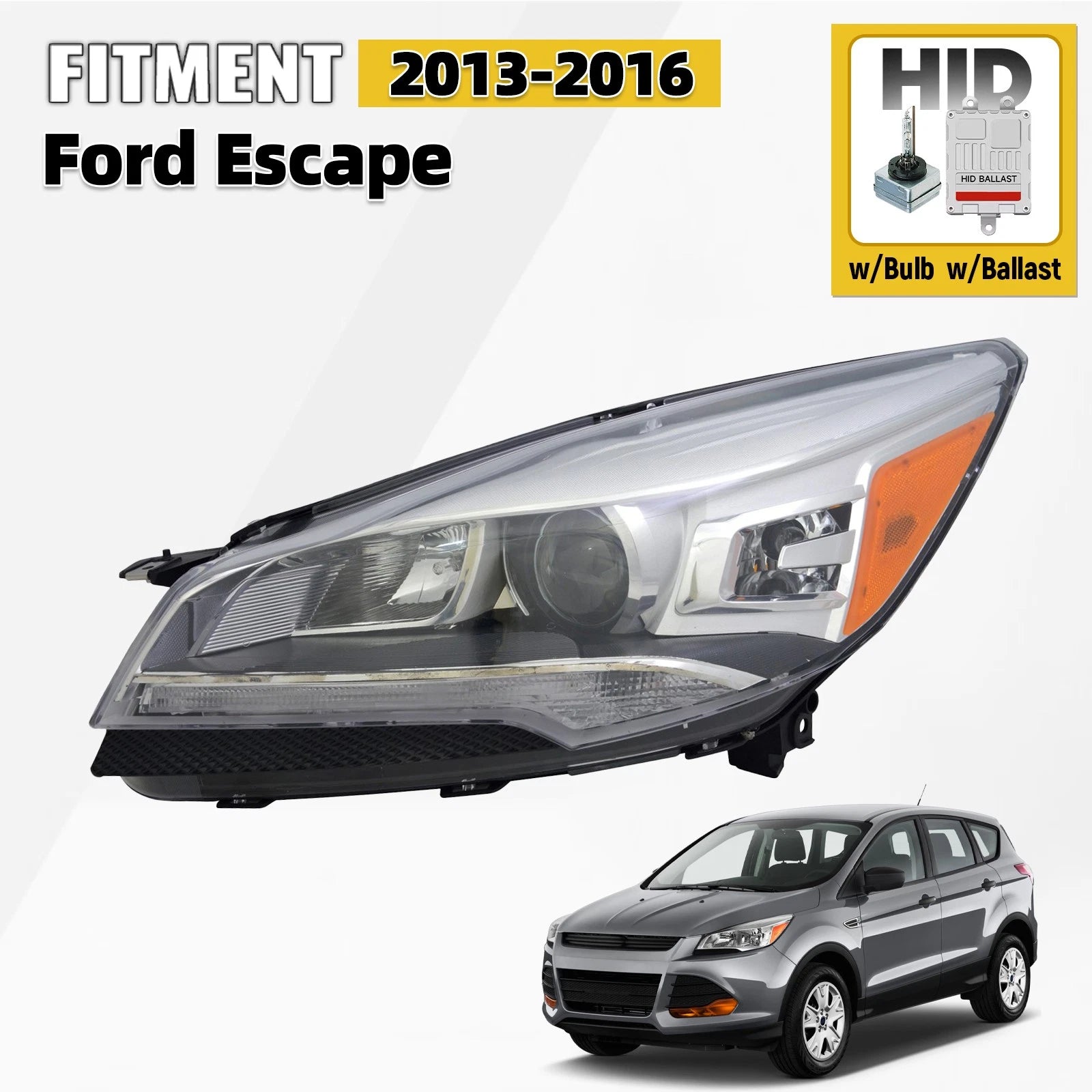 HID Xenon Headlight for Ford Escape (2013–2016) w/ Bulb Ballast Left Driver