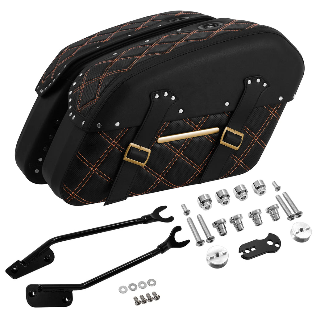 Detachable Saddlebags for Harley Fat Boy (2018–2025) - Black Orange