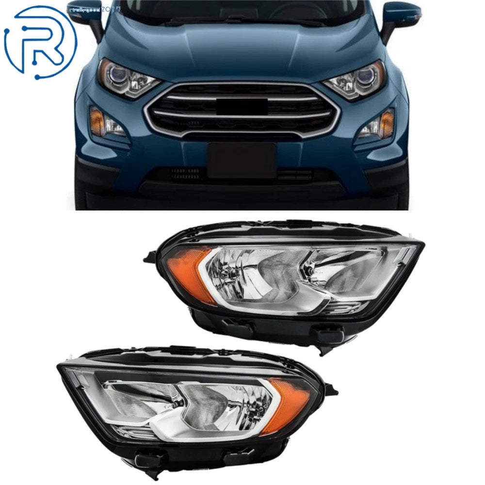 Pair of Halogen Headlights w/o Projector & Bulbs for Ford EcoSport (2018–2022)