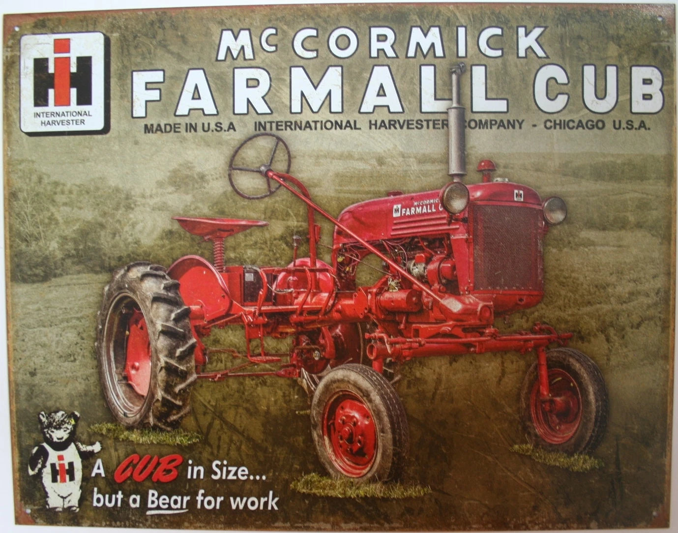 Vintage Replica Tin Metal Sign for Farmall Cub Mower (2132)