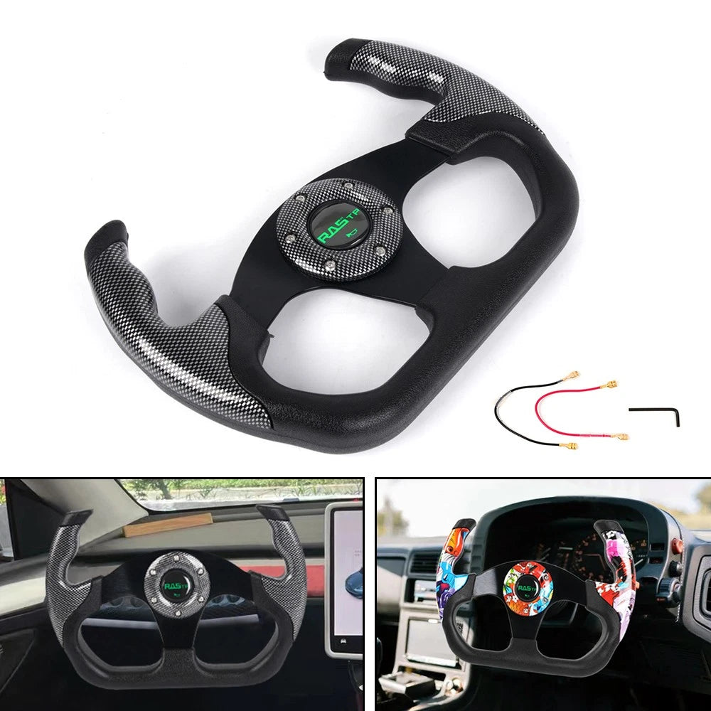 13" Flat Drift Racing Steering Wheel with Horn Button