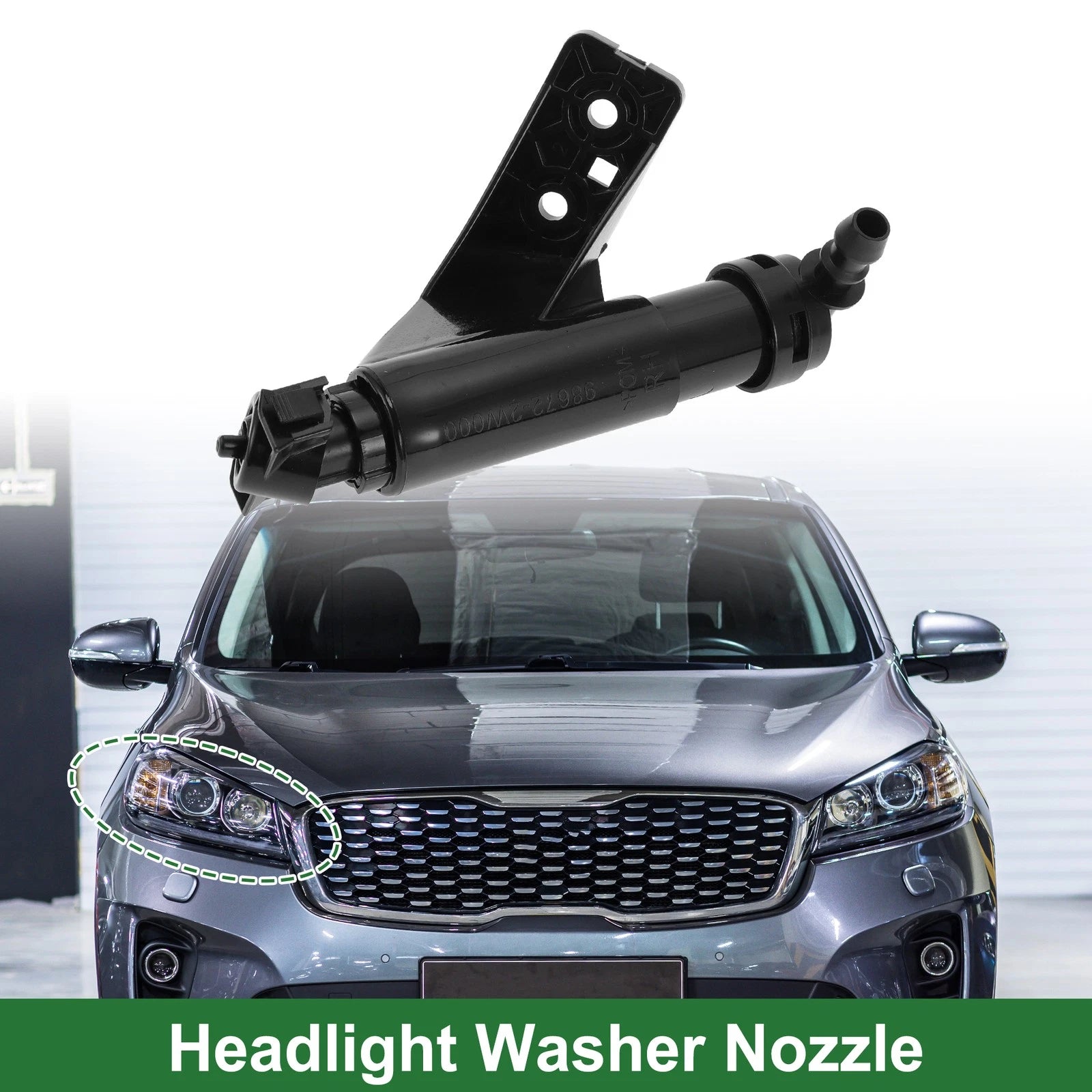 Front Passenger Side Headlight Washer Nozzle for Hyundai Santa Fe (2013–2018) No. 986722W000