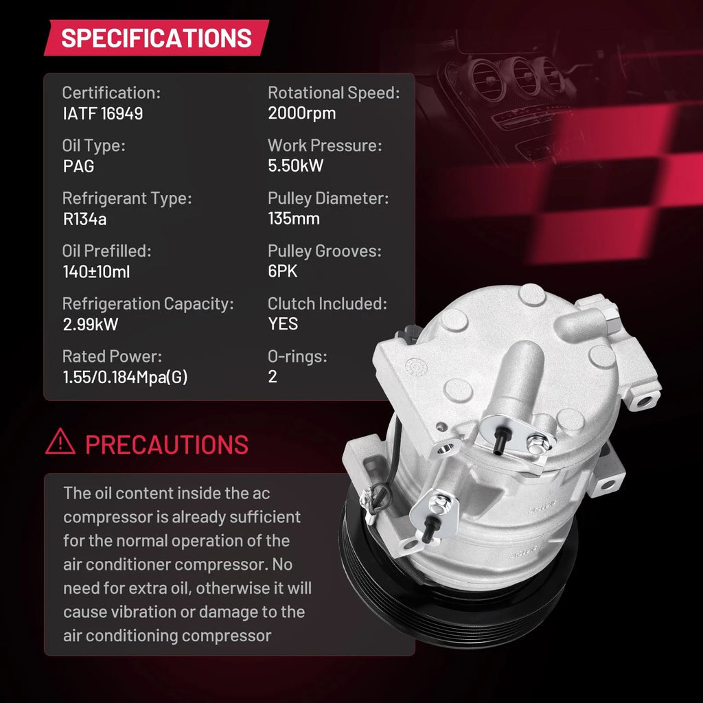 AC Compressor for Acura MDX (2007–2013), Honda Pilot (2008–2015), Odyssey (2008–2017)