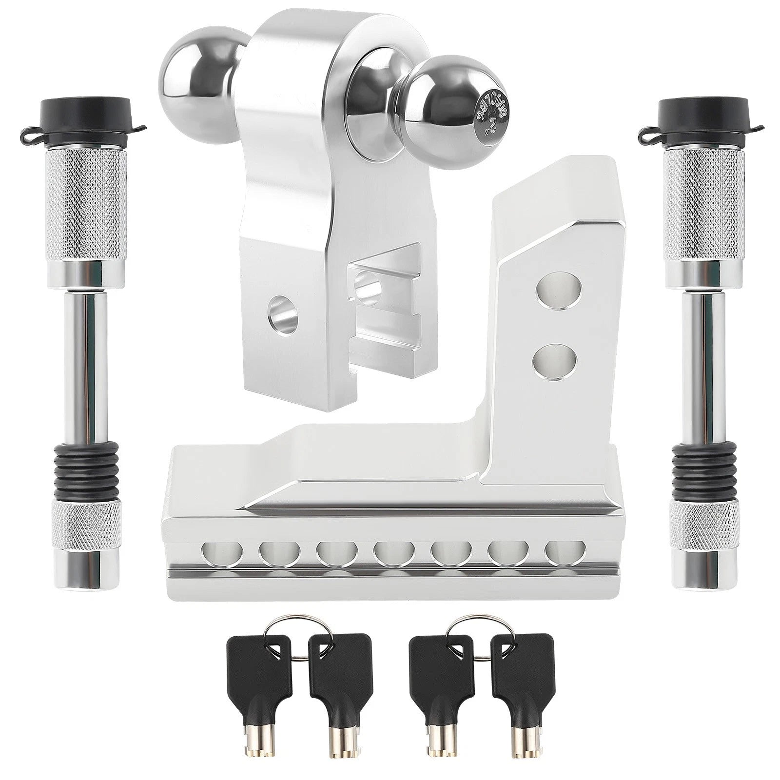 Dual Ball 6in Drop Adjustable Trailer Tow for 2" Receiver (Lock Included)