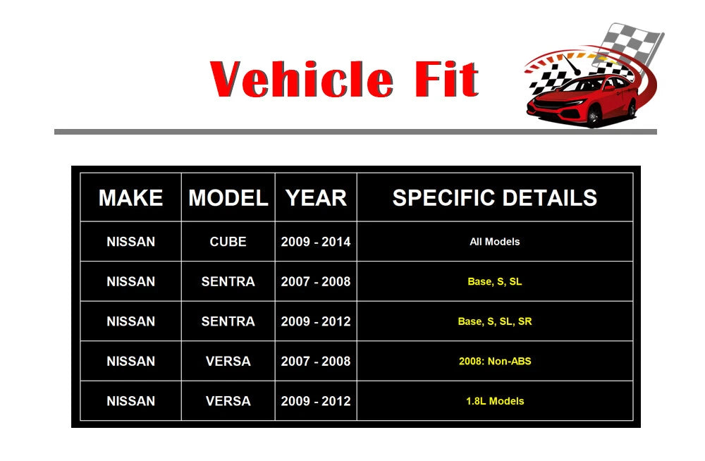 Front Drilled & Slotted Rotors + Ceramic Brake Pads for Nissan Cube Sentra Versa (2009-2019)