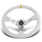 NRG Innovations RST-006WT-Y 350mm Deep Dish Leather Steering Wheel for Universal