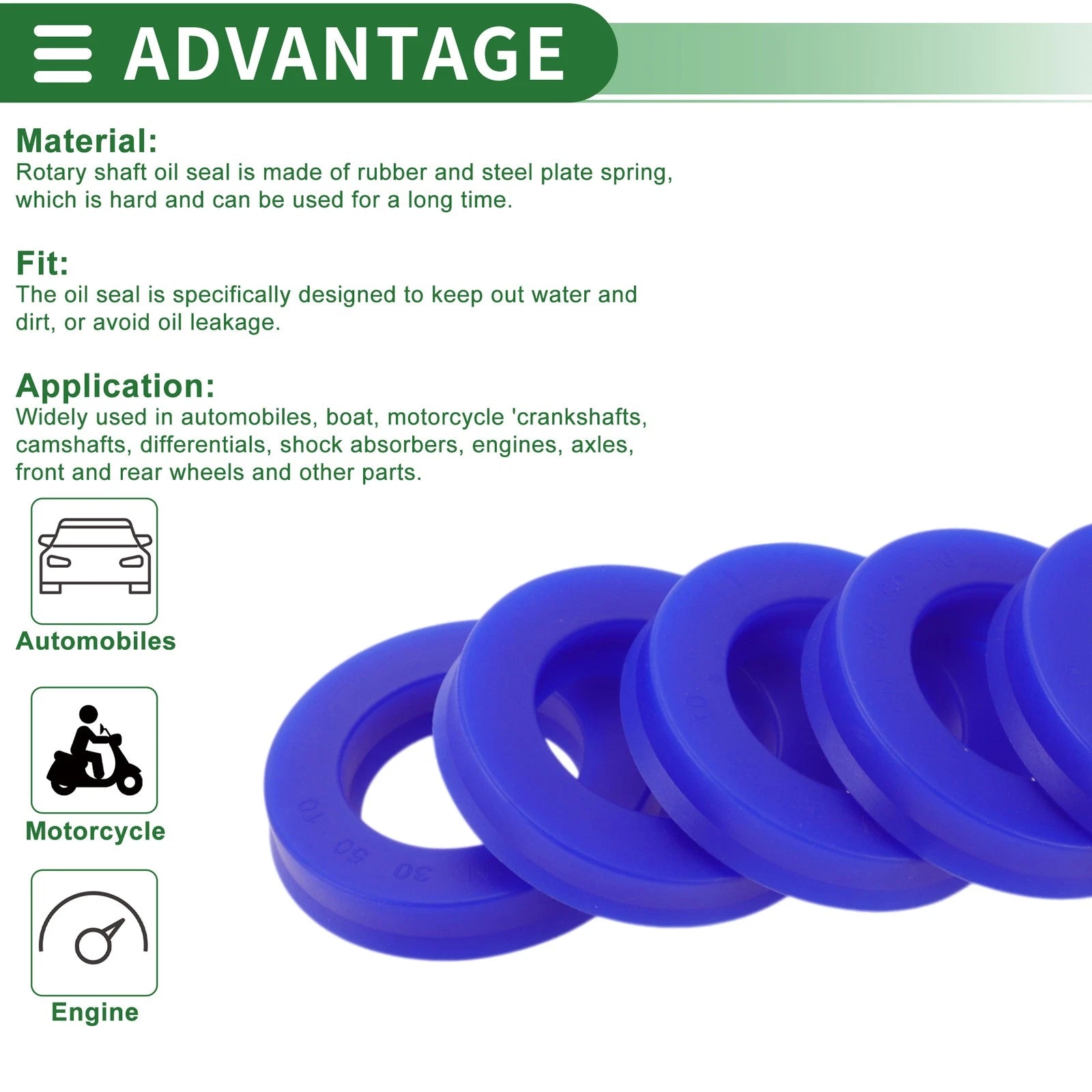 Set of 5 Oil Seal Rotary Shaft Seal 30x50x10mm High Pressure