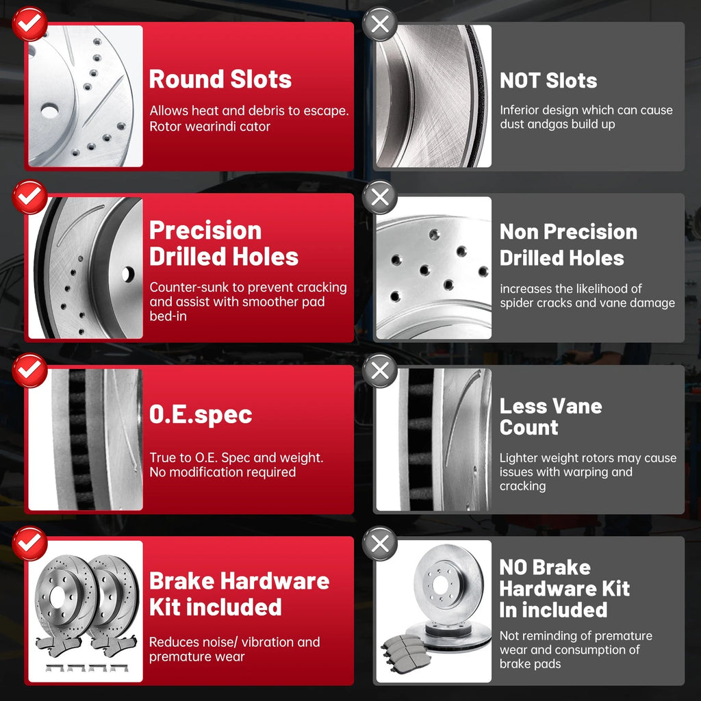 Rear Drilled Rotors & Ceramic Brake Pads for GMC Sierra Yukon XL 1500 (2007–2014)