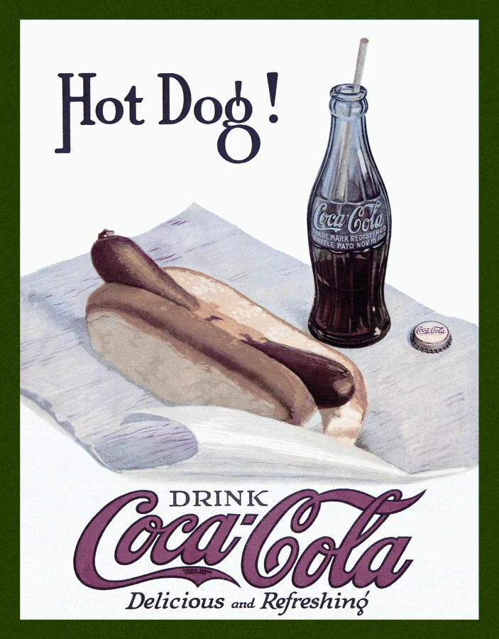 Coca Cola Vintage Tin Metal Sign Antique Soda Fountain 1302