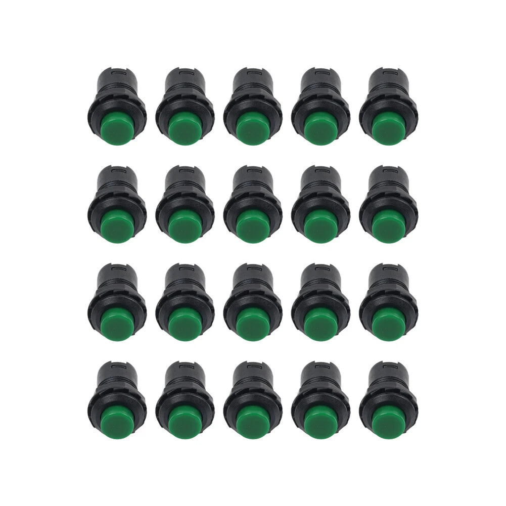20pcs 12mm Thread Green Cap Push Button Switch ON-OFF for