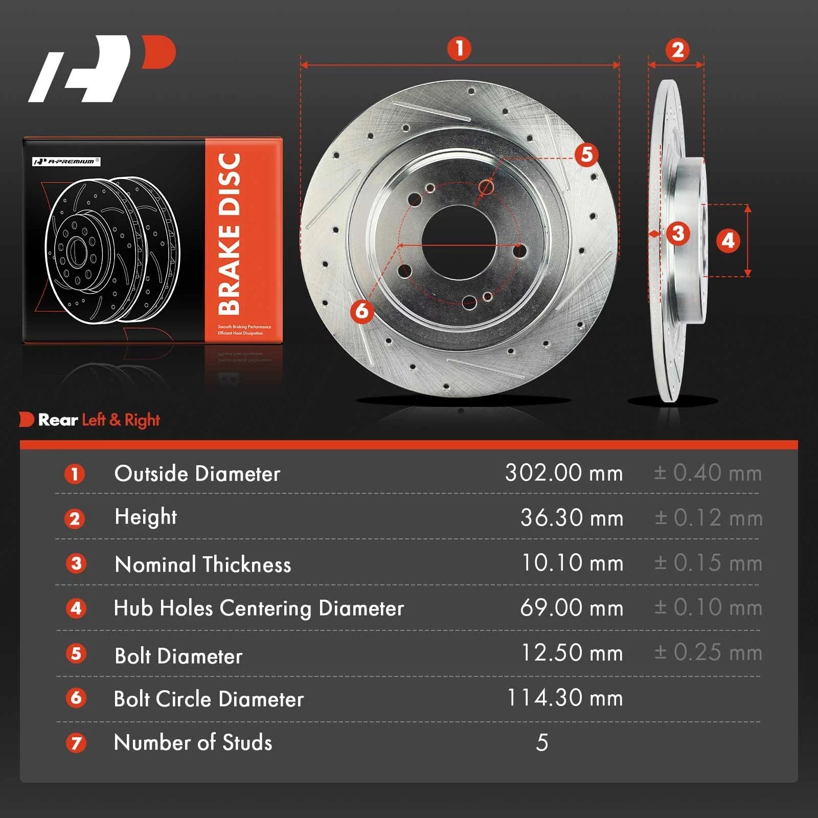 Rear Drilled Brake Rotors for Mitsubishi Outlander (2014–2020)