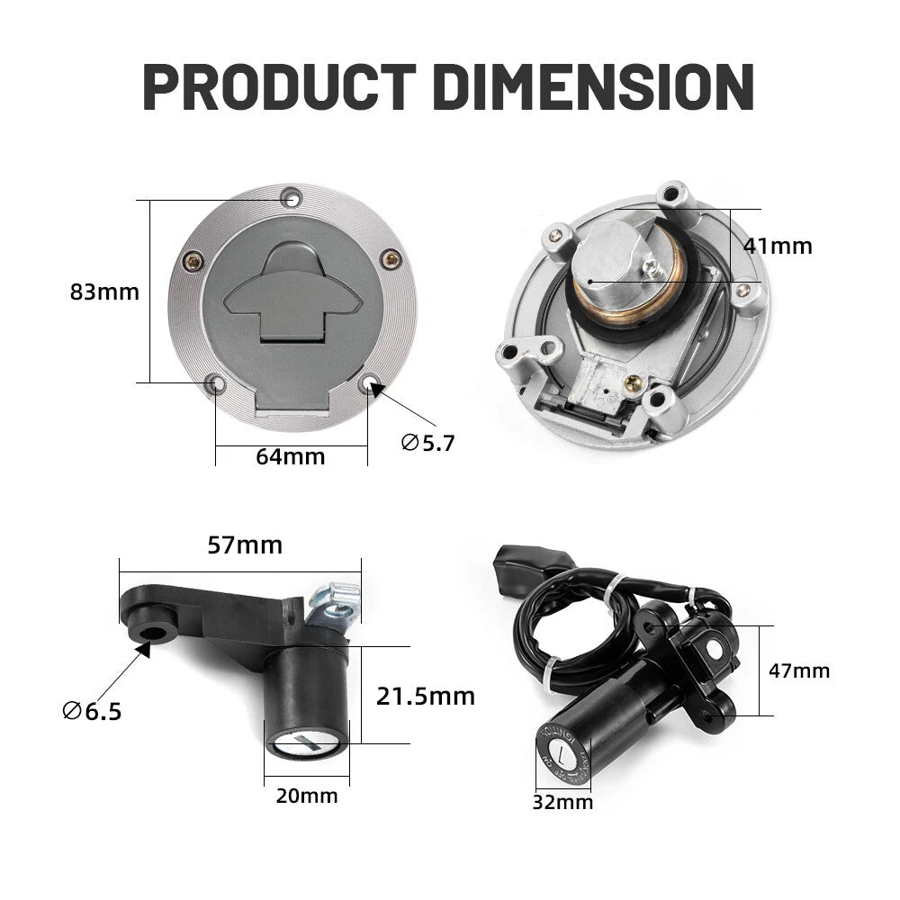Ignition Switch Fuel Gas Cap Seat Lock Key Set for Yamaha YZF-R25 R3 (2014–2023)