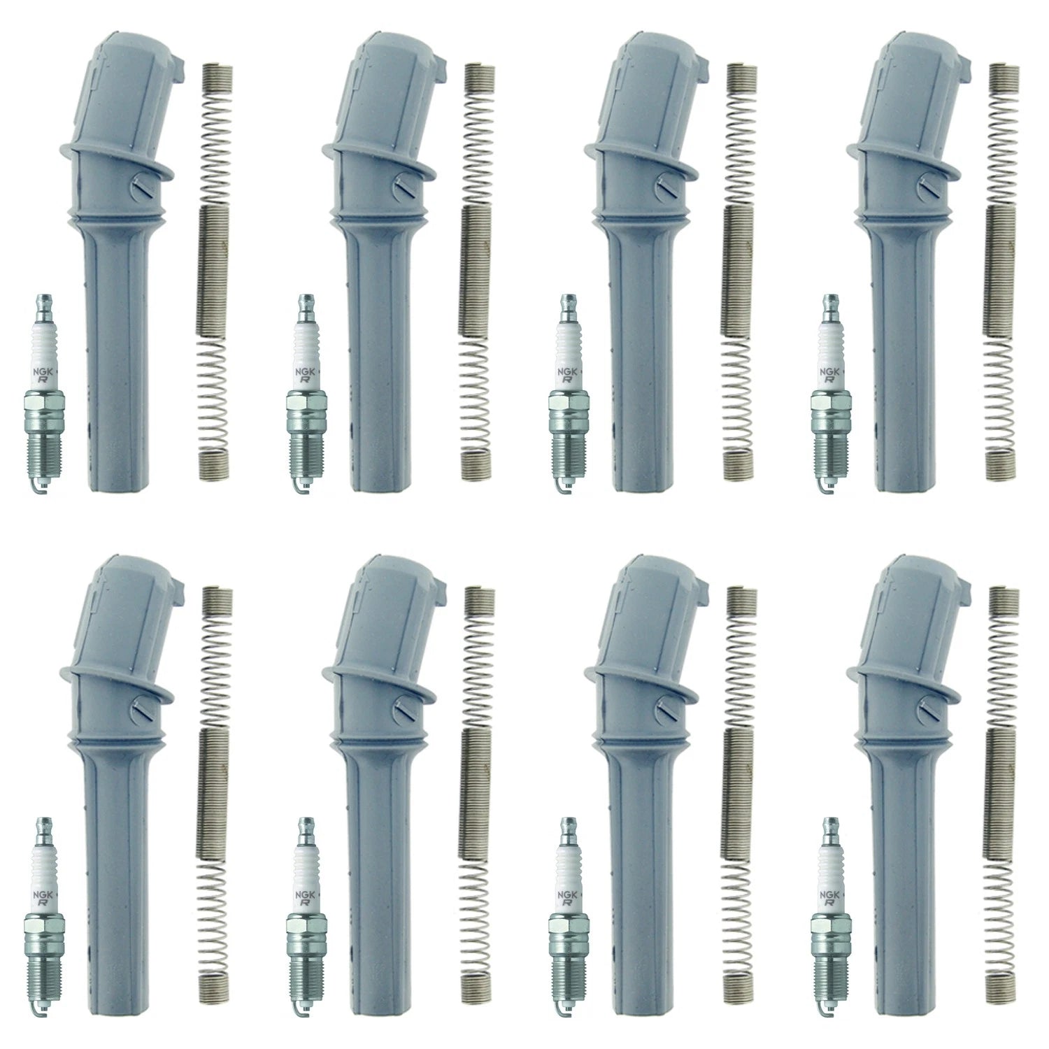 Set of 8 NGK V-Power Spark Plugs & Coil Boots for Ford Crown Victoria F-150 (1997–2008)