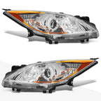 Projector Headlight Set for Mazda 3 (2010–2013) Chrome Housing Amber Side