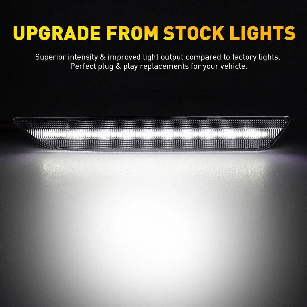 Clear White LED Rear Side Marker Signal Lamps for Ford Mustang (2015–2020)
