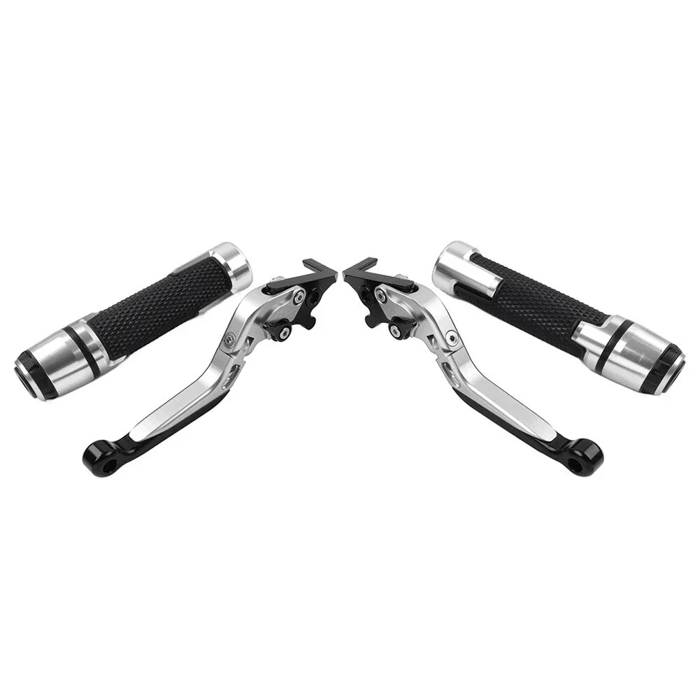 Silver Extendable Brake Clutch Levers & Handlebar Grips for BMW R1200GS (2004-2012)