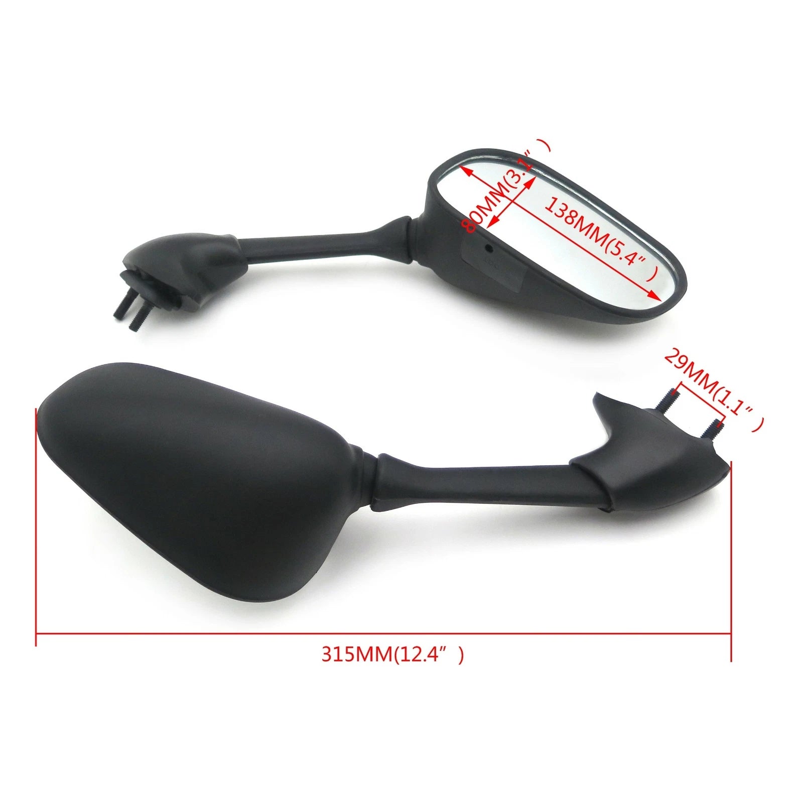 Racing Mirrors for Yamaha YZF R6 (2001–2002) - Black