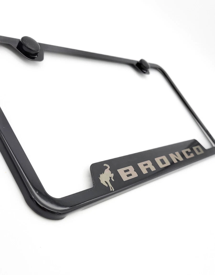 Gloss Black Notched License Plate Frame for 2021–2025 Ford Bronco Script