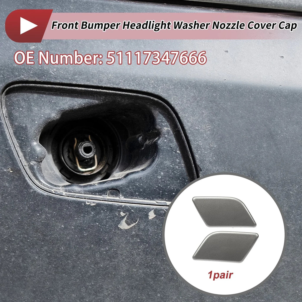 Front Left Right Washer Nozzle Cover Cap for BMW X1 Silver Tone