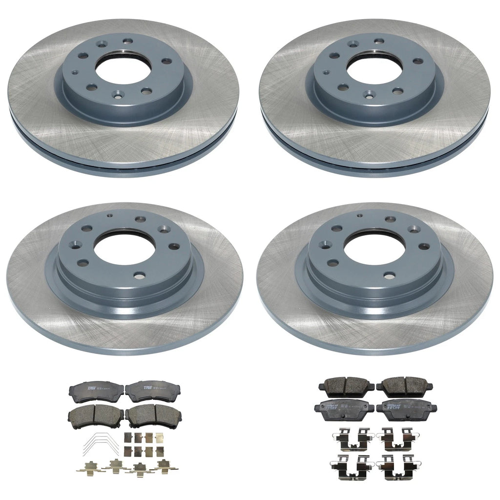 Set of 4 DuraGo Disc Brake Rotors & TRW Ceramic Pads for Mazda 6 (2006–2007)