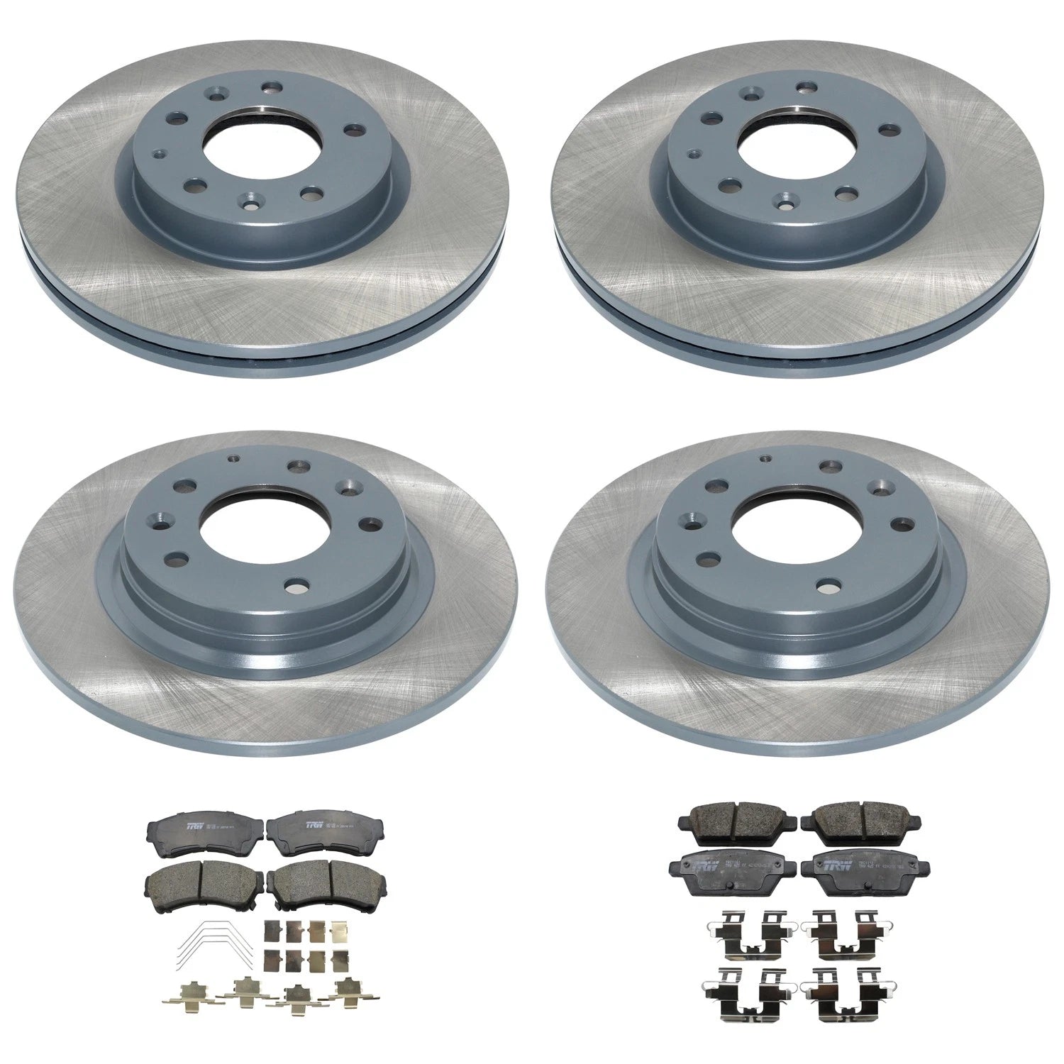 Set of 4 DuraGo Disc Brake Rotors & TRW Ceramic Pads for Mazda 6 (2006–2007)