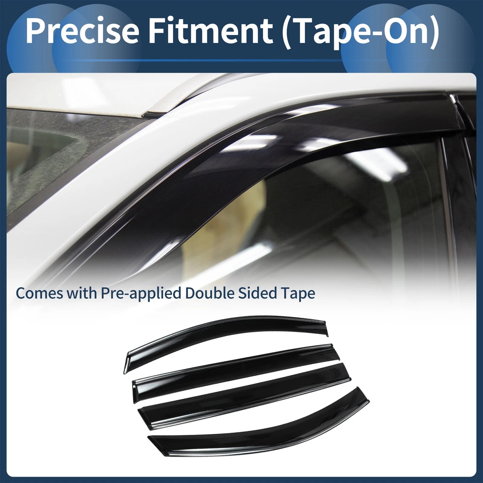 Set of 4 Window Deflectors for Toyota Sienna (2021) - Black Vent Visors