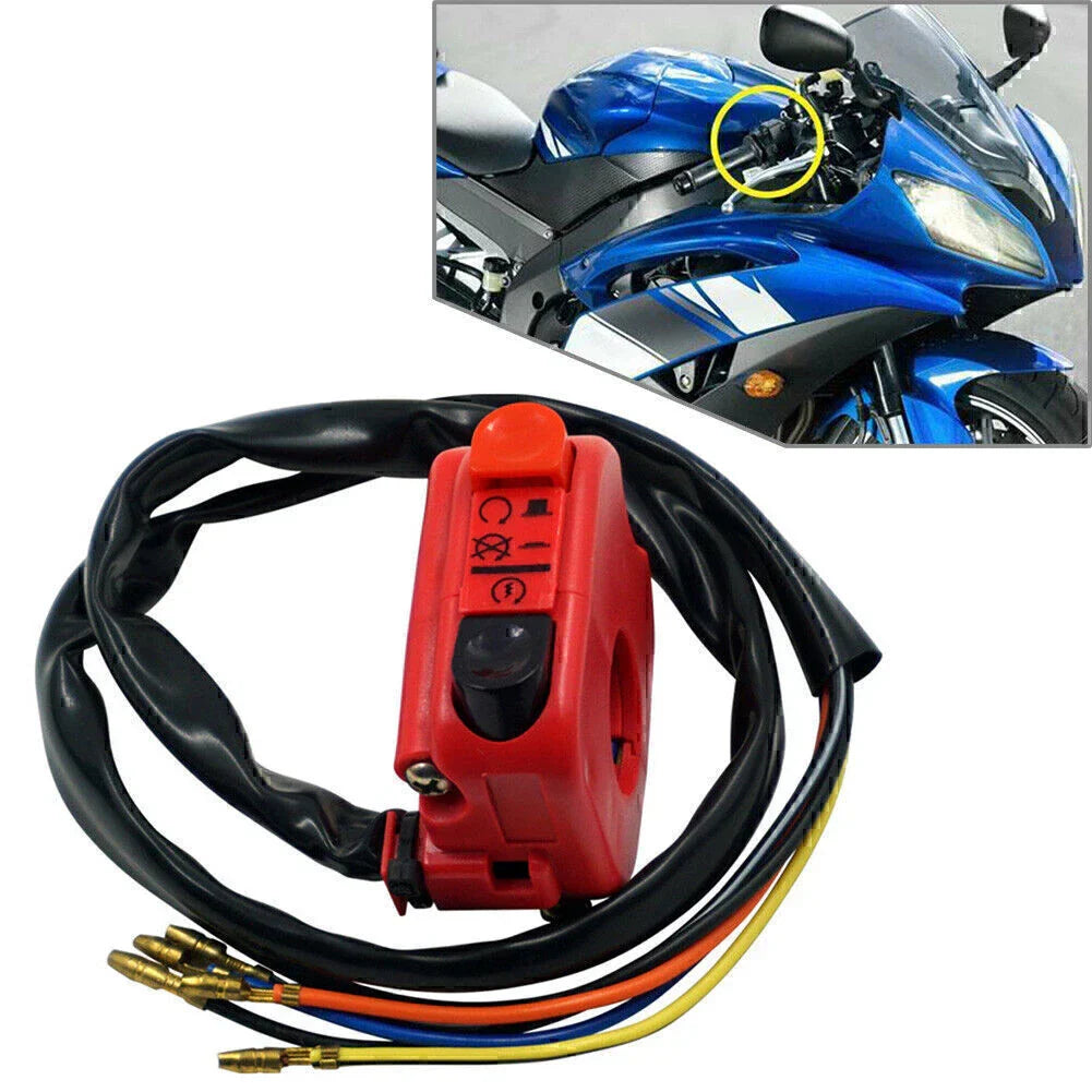 7/8" Handlebar Ignition Switch for Universal Motorcycle - Red