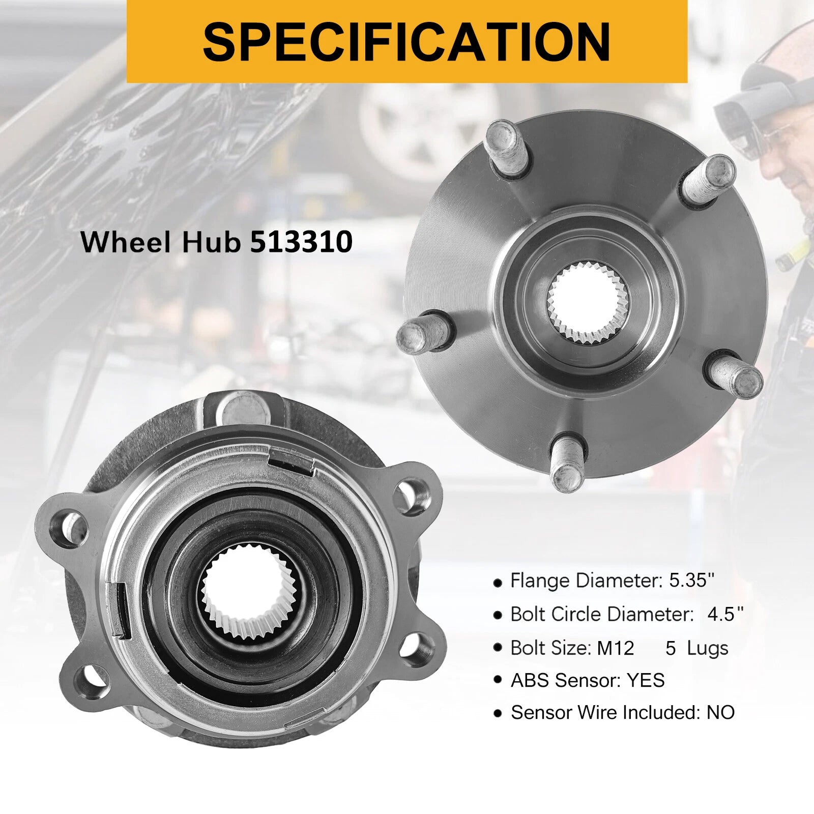 2X Front Wheel Bearing & Hubs 513310 for Nissan Murano (2003–2007)