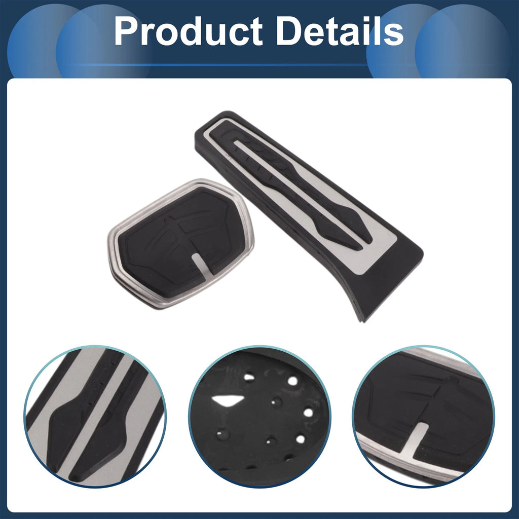 2 Pcs Foot Accelerator Pedal Covers for BMW X1 (F48) (2016–2022) Silver Tone