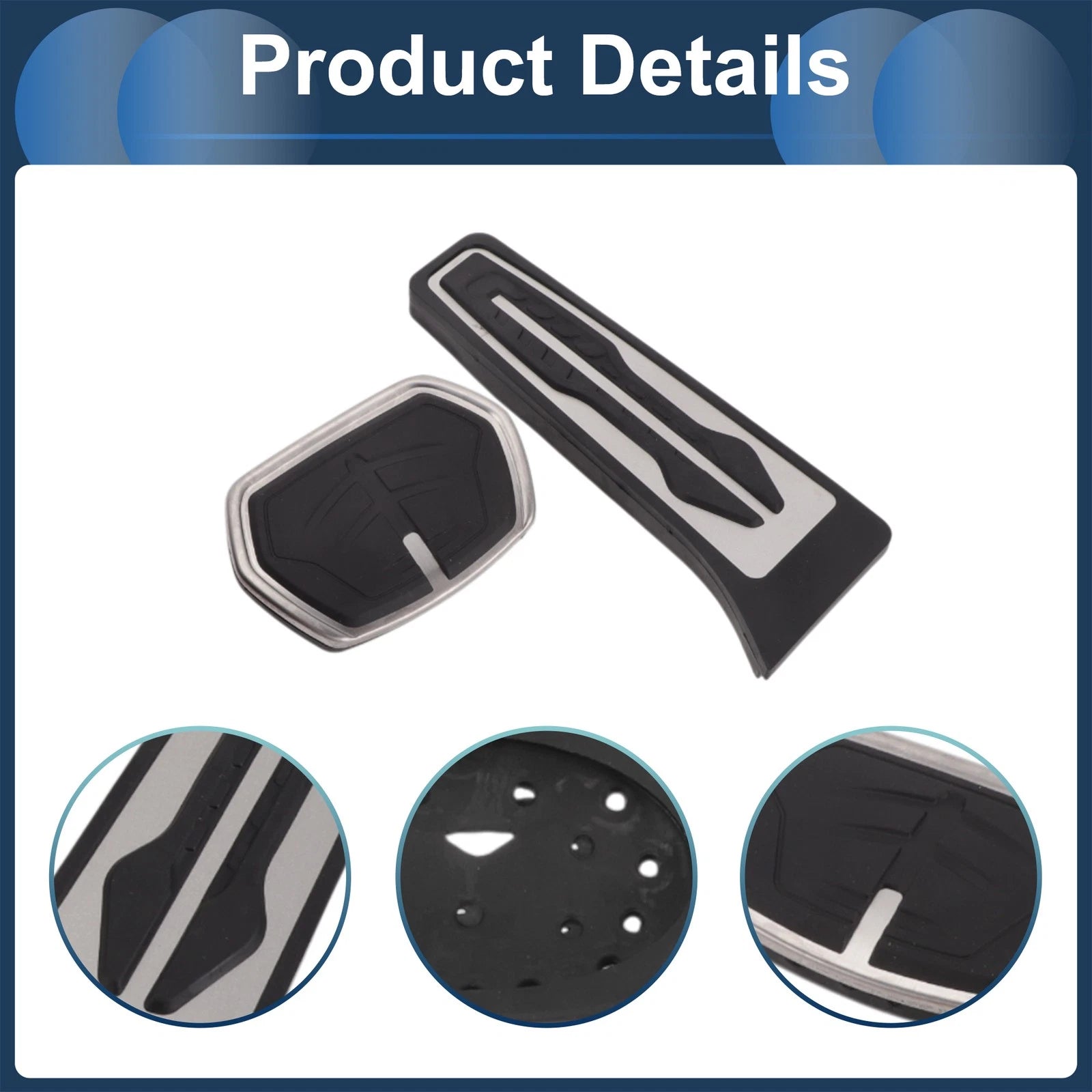 2 Pcs Foot Accelerator Pedal Covers for BMW X1 (F48) (2016–2022) Silver Tone