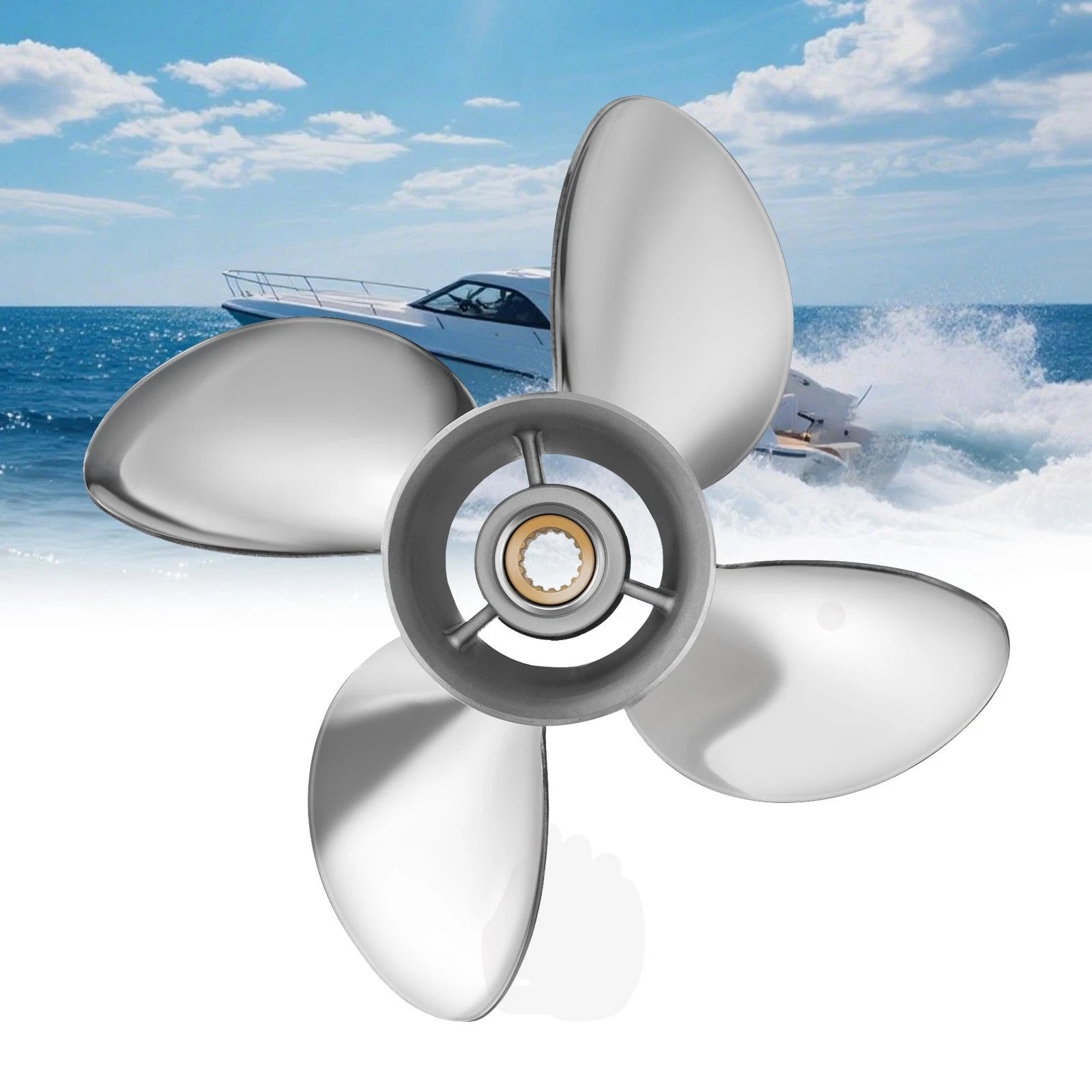 15 1/4X20 Stainless Boat Propeller for Suzuki 150-300HP (15 Tooth RH, 4 Blade)