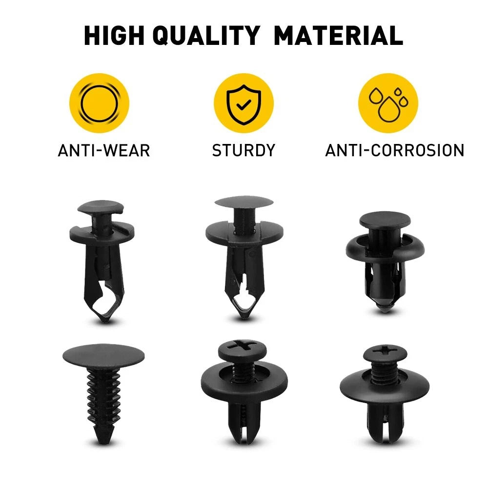 190pcs Universal Car Fastener Clips Rivets Panel Fender Retainer