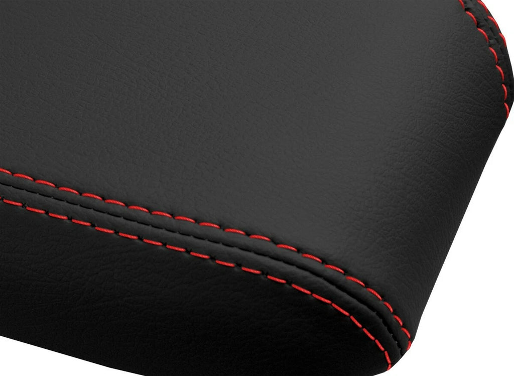 Console Lid Pull Over Cover Leather for Toyota Tacoma (2016–2019) Red Stitch