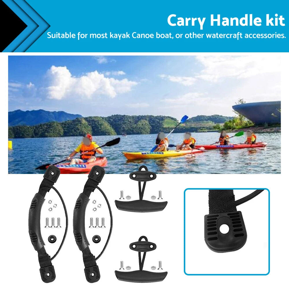 Canoe Kayak Side Mount Carry Handles with Pull T-Handle Cord Pad Eye