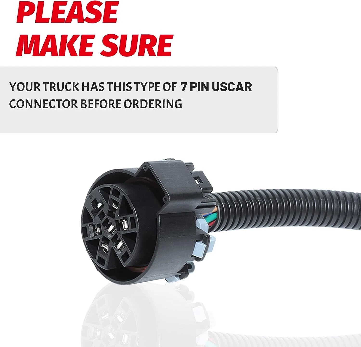 7 Way Trailer Light Bar Wiring Connector & 4 Pin Plug for Chevy Silverado 1500 (2014–2023)