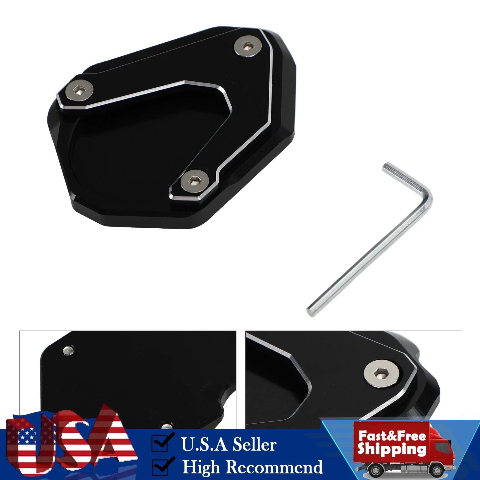 Kickstand Side Stand Extension Pad for BMW R Nine T (2014–2017) R1200RT (2004–2014) Black