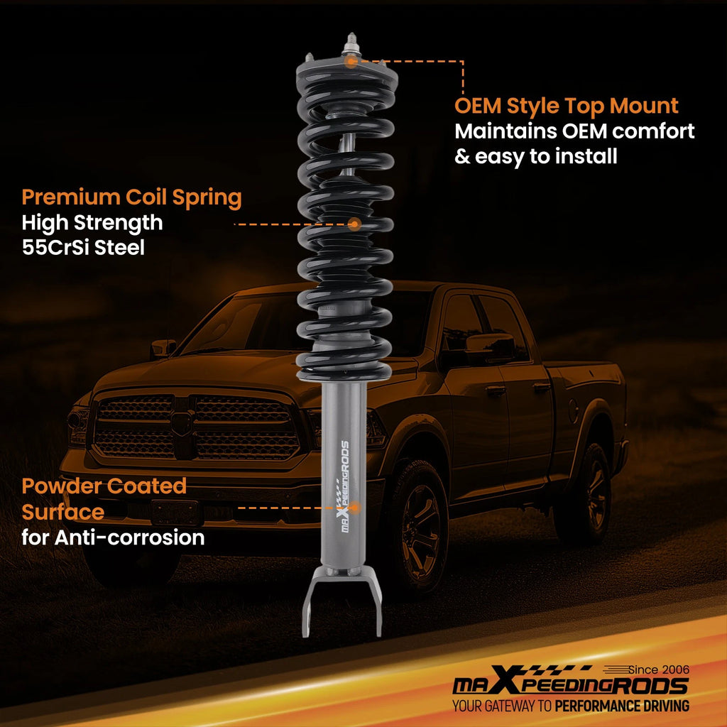 Pair Front Complete Struts & Coil Springs for Ram 1500 4WD (2012–2018)