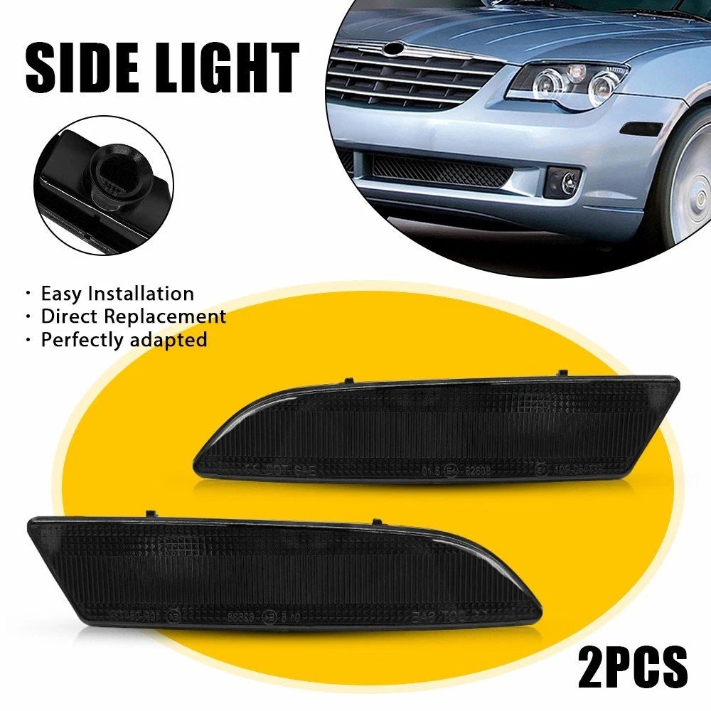 2X Smoke Lens Front Bumper Side Marker Lights for Chrysler Crossfire (2004–2008)
