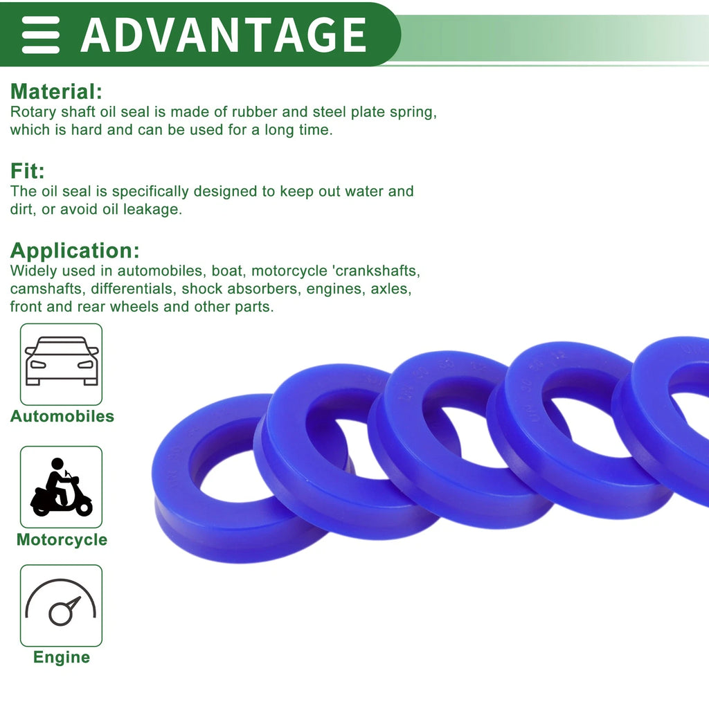Set of 5 Oil Seal Rotary Shaft Seal 30x50x12mm High Pressure TPU
