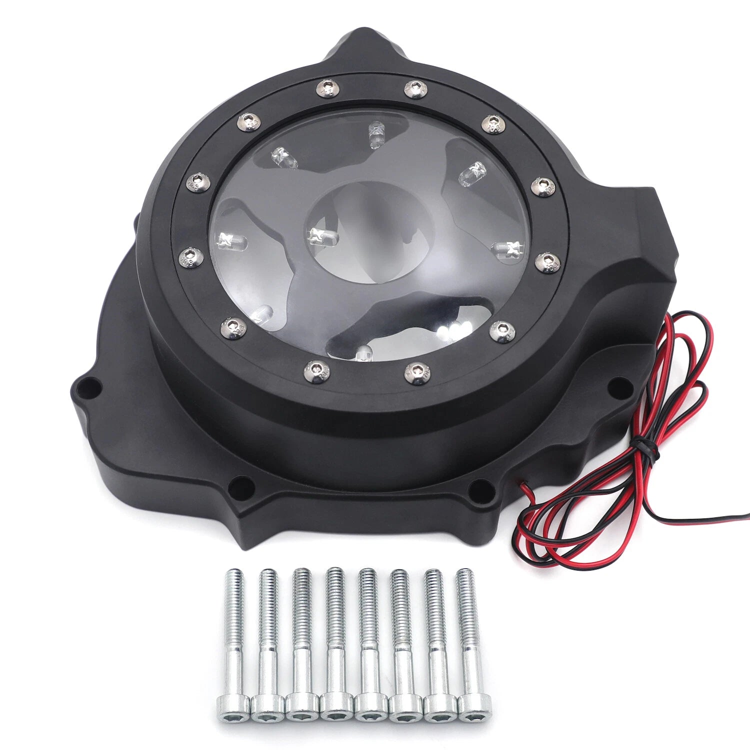 Black Left Engine Stator Cover with Green LED for Honda CBR 600RR (2003–2006)