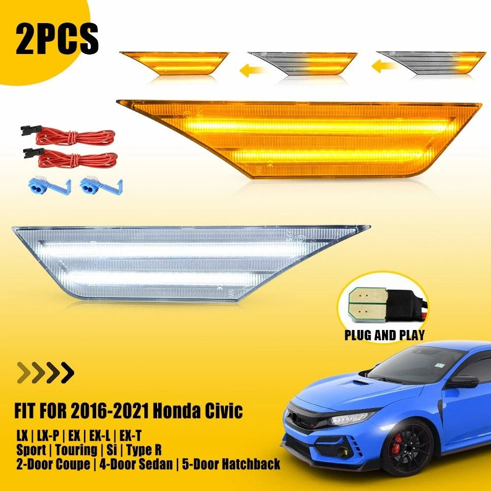Switchback Sequential Turn Signal LED Side Marker Light for Honda Civic (2016–2021)