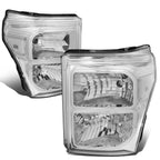 Pair of Chrome Housing Clear Corner Headlights for Ford Super Duty (2011–2016)