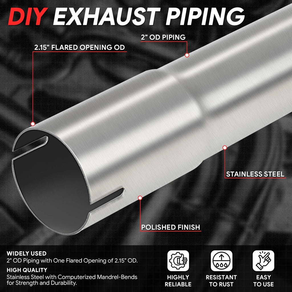 180 Degrees U-Bend Exhaust Pipe for Universal Fit (2" OD, 18-Gauge)