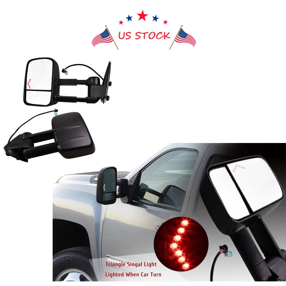 Power Heated LED Tow Mirrors for Chevy Silverado 1500/2500/HD/3500 (2003–2006)